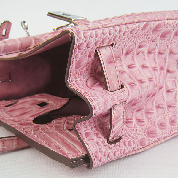Replica Hermes Birkin 30CM Crocodile Head Veins Bag Pink 6088 On Sale